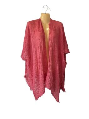 Vince Camuto Natural Sun Kissed Coral Cardigan Swim Cover Up Beach Vacation OS